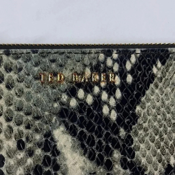 Ted Baker 100% Bovine Leather with Simulated Snake Skin Wallet Black/Cream Color - Picture 3 of 7